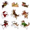 Simple and cute Christmas illustrations with adorable dogs jumping outlined