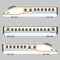 Simple and cute illustration of blue and orange colored shinkansen