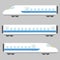 Simple and cute illustration of blue and white colored shinkansen