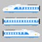 Simple and cute illustration of blue and white colored shinkansen