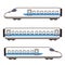 Simple and cute illustration of blue and white colored shinkansen outlined