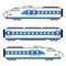 Simple and cute illustration of blue and white colored shinkansen outlined
