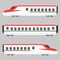 Simple and cute illustration of red and white colored shinkansen