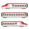 Simple and cute illustration of red and white colored shinkansen outlined