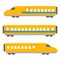 Simple and cute illustration of yellow colored shinkansen