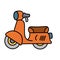 Simple cute orange motorcycle on white background