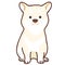 Simple and cute outlined white Shiba Inu sitting