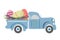 Simple cute vintage truck carrying Easter eggs