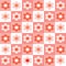 Simple daisy vector design on coral background.