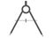 A simple dark grey outline silhouette shape of a divider protractor maths drawing tool white backdrop