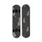 simple design black skateboard with footprints and dots