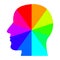 A simple design of the contour of the human head painted in the entire palette of colors