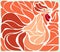 Simple design flat doodle rooster