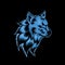 Simple design of wolf blue on black background