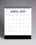 Simple desk calendar 2019 - April