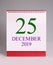 Simple desk calendar for Christmas 2019