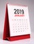 Simple desk calendar for January 2019