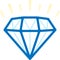 Simple diamond gem icon in blue tones. Flat and clean.