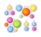 Simple dimple anti-stress toys with fidget sensory set in cartoon style. Colorful silicone bubbles. Fashionable