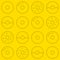 Simple Donut Outline Pastry Illustration Yellow Monochrome Seamless Pattern