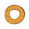 Simple doodle style poppy seed bagel. Color vector food illustration