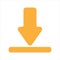 Simple download icon in orange color. Vector illustration