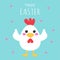 Simple easter card with cartoon cute chicken