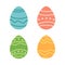 Simple Easter stylized egg set in flat cartoon design - vector on white