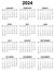 Simple editable vector calendar for year 2024 mondays first, sundays on black, easy to edit and use