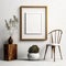 Simple Elegance: Minimal Wooden Picture Poster Frame Mockup on White Wall AI Generated