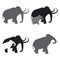 Simple Elephant House Care Symbol Icon Set