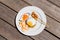 Simple english breakfast on wooden background