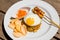 Simple english breakfast on wooden background