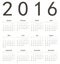 Simple european square calendar 2016