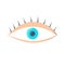 Simple eye icon vector with double reflection in pupil.