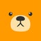 Simple face of Orange Bear. Animal Face Illustration. Isolated Vector