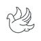 Simple faceless flying pigeon black contoured silhouette t shirt print decorative design vector
