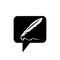 Simple feather ink pen application icon and vector logo