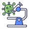 Simple Filled line Icon microscope researching about the corona virus in white background. Premium Vector EPS10