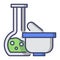 Simple Filled line Icon Mortar bowl and Tube Test Laboratory in white background. Premium Vector EPS10
