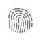 Simple fingerprint, ID app line icon. Symbol and sign vector illustration design. Isolated on white background