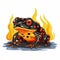 Simple Fire-bellied Toad Clip Art With White Margins