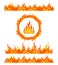 Simple fire border patterns and round frame. Flame borders vector