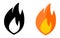 Simple flame icon. Black and white, color version.