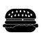 Simple, flat, black burger/sandwich icon. Isolated on white