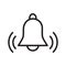 simple flat black outline vector icon alarm bell ringing reminder concept