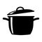 Simple, flat, black and white cooking pot silhouette illustration