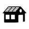 Simple flat black and white private house icon with rooftop solar panel