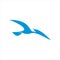 Simple flat blue flying seagull bird  vector