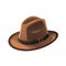 Simple Flat Brown Hat Illustration On White Background